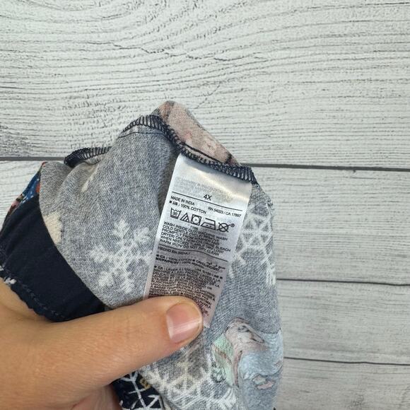 Old Navy Plus Size Navy Winter Dogs Flannel Short Sleeve Pajama Set Size 4X - Picture 12 of 12